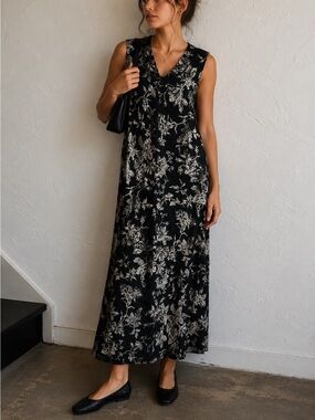 Gap Vintage Inspired Floral Maxi Dress Literary Minimalist Office 90s Minimalist
